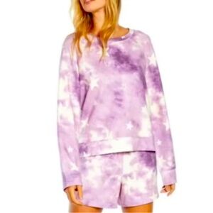 Wildfox leisure sweatshirt and shorts purple white with stars relaxed wear XXL